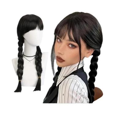 Imagem de Peruca Sintética Trançada Preta De 26 Polegadas Para Festas, Cosplay, 