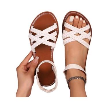 Imagem de Sandálias Planas De Verão Femininas Com Solas De Borracha Antiderrapan