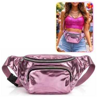 Imagem de Pochete Holográfica Iridescente Carnaval Unissex com Zìper Duplo (1 Un