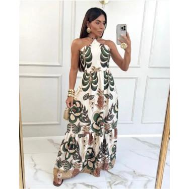 Imagem de Vestido Longo Inspirado em Estampas Tropicais - Flor de Maria, Florido