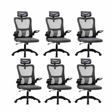 Imagem de Kit com 6 Cadeiras de Escritório com Encosto Presidente Office Baltimore Preto