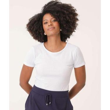 Imagem de Blusa Feminina Canelada Manga Curta Marisa-33018, Branco, PP