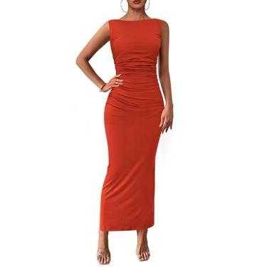 Imagem de Vestido midi PRETTYGARDEN 2025, de verão, sem mangas, franzido, bodyco