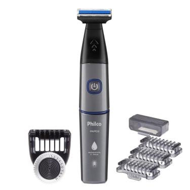 Imagem de Aparador de Pelos Philco PAP02 USB Cinza/Azul - Bivolt