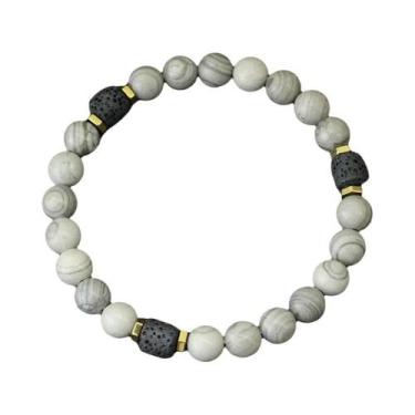 Imagem de Pulseira Masculina De Obsidiana E Olho De Tigre 8mm Com Contas De Pedr