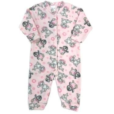 Imagem de Macacão Soft Estampado Pettenati Com Botão Bebê Inverno, Morsa rosa f3
