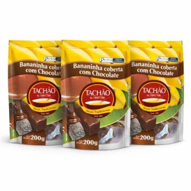 Imagem de Kit 3 Bananinha Coberta Com Chocolate Tachão De Ubatuba 200G