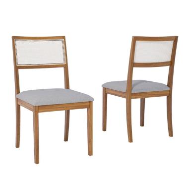 Imagem de Conjunto 2 Cadeiras para Sala de Jantar em Madeira Tauari Pequi MADEIRA/LINHO CINZA