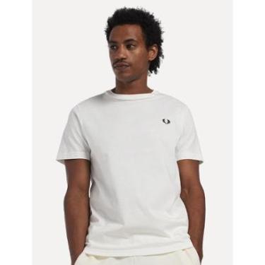 Imagem de Camiseta Fred Perry Masculina Regular Crewneck Logo Branca-Masculino