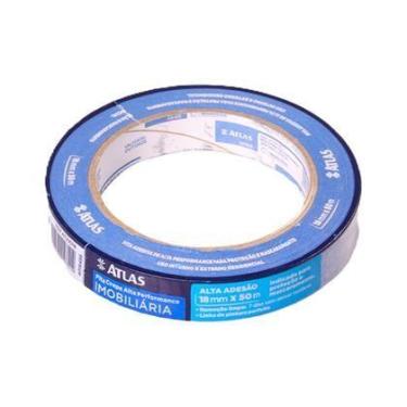Imagem de Fita Crepe Imobiliária Azul 18mm x 50m Atlas Alta Precisão para Pintur