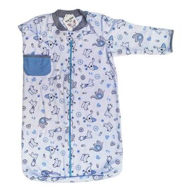 Imagem de Saco De Dormir Para Bebês Em Moletim Flanelado - - VOO ALTO, Azul, Cla