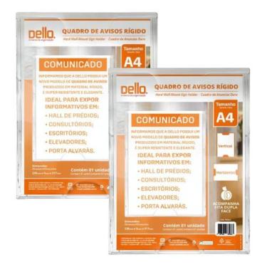 Imagem de 2 Display Rígido Mural Avisos Acrílico Transparente Adesivos - Dello