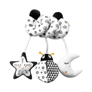Imagem de Brinquedo De Pelúcia Espiral Para Bebê, Preto E Branco, Para Pendurar 