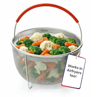 Imagem de Cesta original Salbree Steamer para acessórios de panela instantânea de 8 litros, coador e inserção de aço inoxidável para panelas IP Insta, Instapot, outras panelas de pressão, com alça de silicone