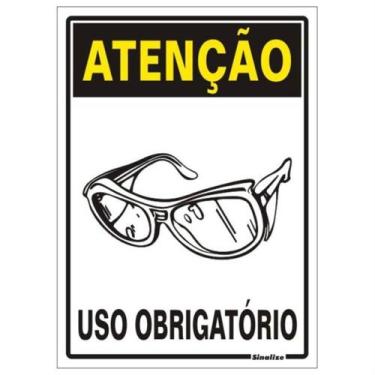 Imagem de Placa de Poliestireno Autoadesiva 20x30cm Atenção Uso Obrigatório de ó