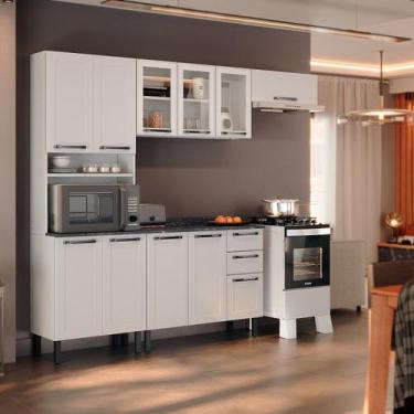 Imagem de Cozinha Modulada Compacta em Aço 4 Peças 11 Portas 2 Gavetas Paneleiro