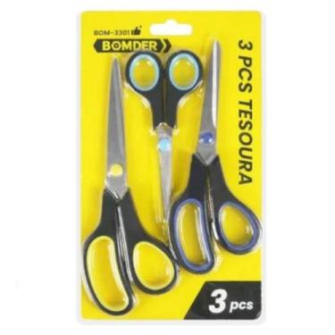 Imagem de Kit 3 Tesouras Profissionais Multiuso Costura Artesanato Domestico - B