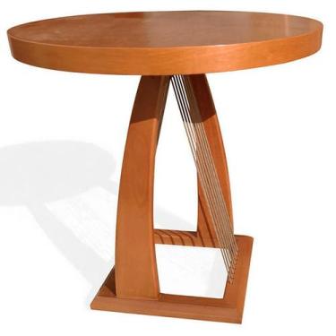 Imagem de Mesa de Apoio Saibi Ozki 60 cm Madeira Eucalipto Cedro Corda Redonda R