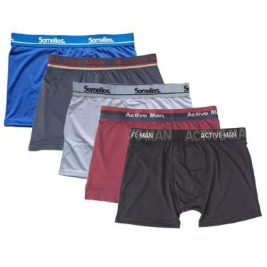 Imagem de Kit 5 Cuecas Boxer Box Microfibra Somellos/D'stillo/Active Man Masculi