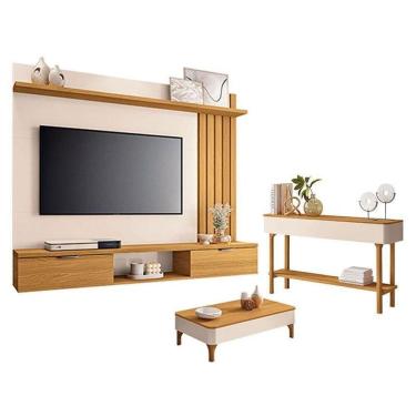 Imagem de Painel Suspenso Lets Cinamomo Off White Com Mesa De Centro Liz E Aparador Fiero Off White Cinamomo - Hb Móveis