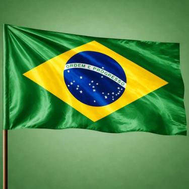 Imagem de Bandeira do Brasil 95x140 Tecido Cetim Grosso Brilho Cores Fortes Cost