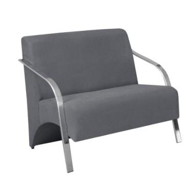 Imagem de Poltrona 2 Lugares Vênus Braço Alumínio Suede Cinza - D SALLA