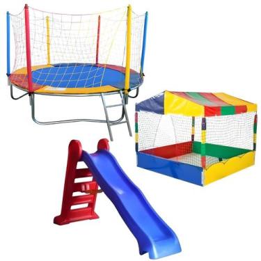 Imagem de Pula Pula Trampolim 2,30m Piscina de Bolinhas Quadrada 1,50m Escorrega