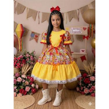 Imagem de Vestido Marie Junino Quermesse de Luxo Amarelo para Festas Juninas, Go