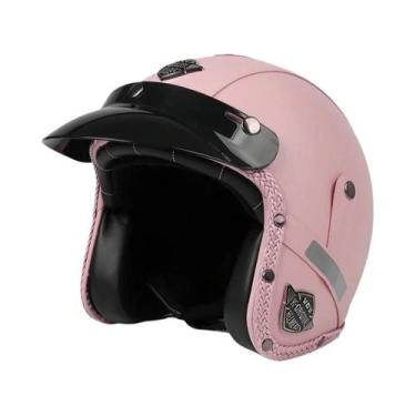 Imagem de Capacete Retrô Vintage De Couro PU Aberto 3/4 Para Motocicleta Chopper