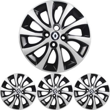 Imagem de 4 Calota Logan Aro 15 Black Piano Prata Metálico + Emblema - Prime