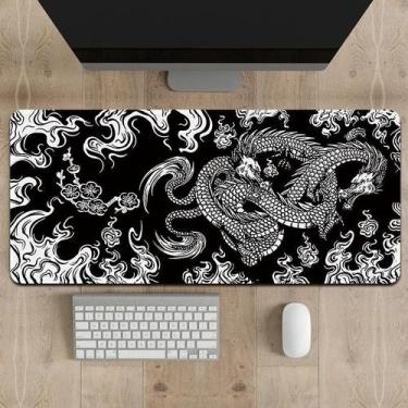 Imagem de Mouse Pad Grande 80x30cm Desk Pad Dragão Chinês Japonês Cor Preto Dese