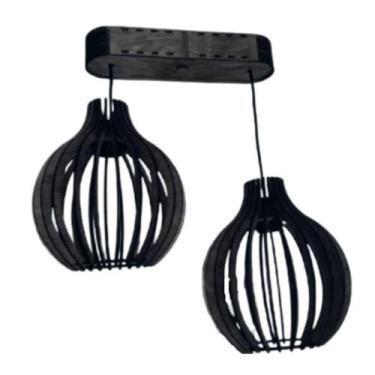 Imagem de Luminária Teto Tipo Pendente Alice Mdf - Completa Cor: Preta - LENOBRE