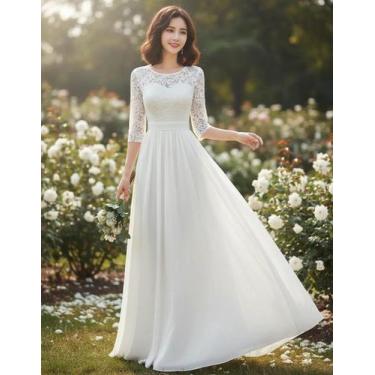 Imagem de Vestido Casamento 43 Renda Longo Formatura Festa Civil Noiva - Bella F