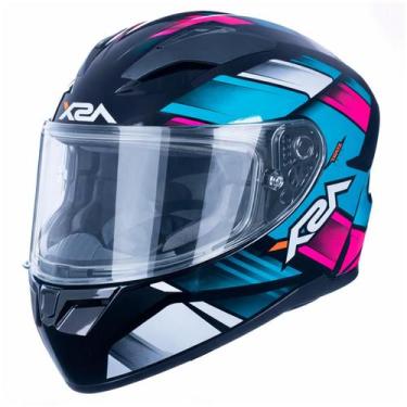 Imagem de Capacete Fechado Asx City Start Moto Preto Turquesa Rosa Masculino Fem