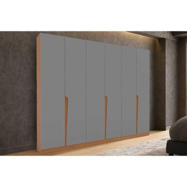 Imagem de Guarda Roupa Casal 6 Portas E 4 Gavetas Porto Freijo/cinza - Politorno