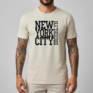 Imagem de Camiseta Masculina NYC Brooklyn Estampada Algodão Premium Camisa Casual Básica Streetwe...