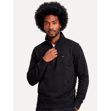 Imagem de Moletom Tommy Hilfiger Masculino Essential Terry New Half Zip Preto-Masculino