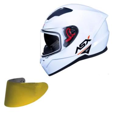Imagem de Capacete Asx City SV Branco Brilho Oculos + Viseira Dourada, Branco Br