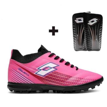 Imagem de Chuteira Society Lotto Solista Supernova Masculina + Caneleira, 43, Ro