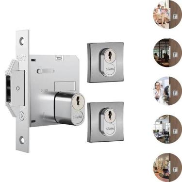 Imagem de Fechadura Stam 1006 para porta de correr de madeira externa com trinco