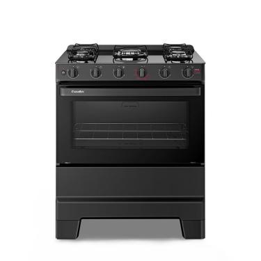Imagem de Fogão Esmaltec Ideal Super 5 Bocas Preto Mesa de Vidro Bivolt F5VAP