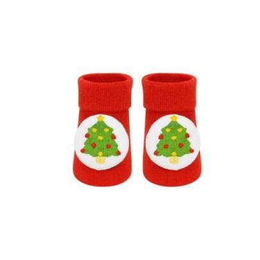 Imagem de Meia Para Bebê Pantufa 3d 0 a 6 Meses Unissex Especial Natal Encantado