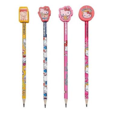 Imagem de Kit 4 Lápis Grafite HB com Borracha Hello Kitty Leo E Leo - LeoLeo