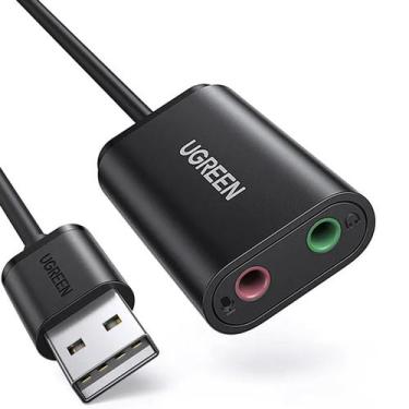 Imagem de Placa de som usb ugreen 15cm us205 preto - 30724