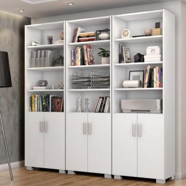 Imagem de Armário Estante Multiuso Office Livreiro com 6 Portas 181,5cm Branco -