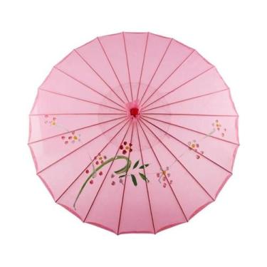 Imagem de Guarda-chuva De Seda Feminino 82/84cm Com Flores De Cerejeira Japonesa