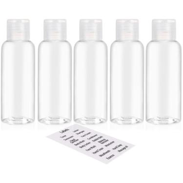Imagem de Frascos de viagem DNSEN 100 ml (kit com 5) de plástico com tampa flip