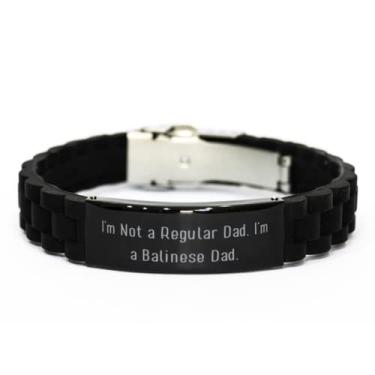Imagem de SpreadPassion Presentes de gato balinês para gato pai, I'm Not a Regular Dad. I, pulseira com fecho de glidelock preto gato balinês, pulseira gravada de amigos