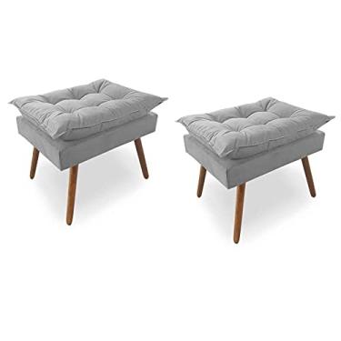 Imagem de kit 2 Puff Decorativo Linda Pés Palito Platinum Decor Cinza