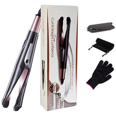 Imagem de 2 em 1 alisador de cabelo e curler curling ferro para todos os tipos de cabelo turmalina cerâmica torcida plana ferro para o estilo do cabelo